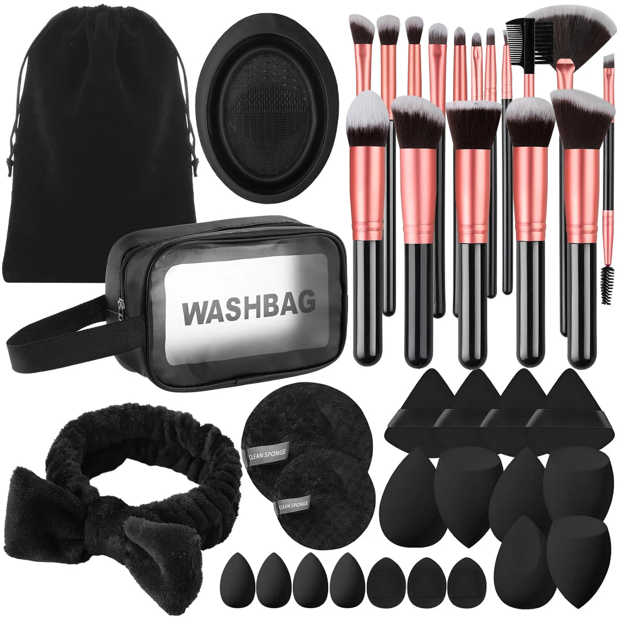 16PCS Professional Makeup Brush Set Premium Synthetic Eyeshadow Contouring Foundation Highlight Setting Powder Eyeliner Blending