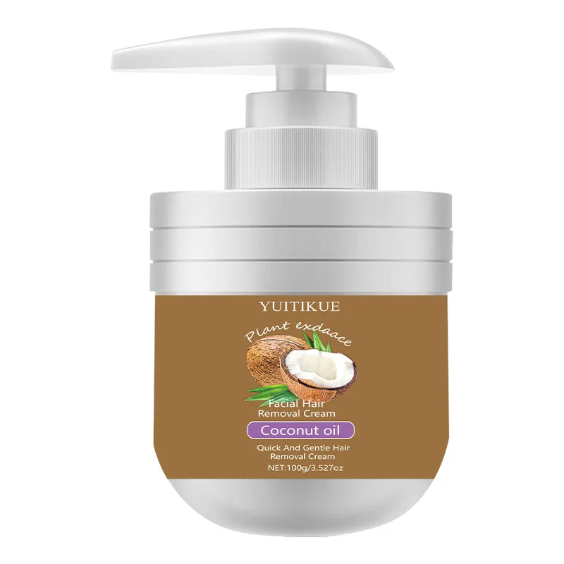 Facial Hair Removal Cream 100g - Quick & Gentle with Coconut Oil, for Lip Hair, Smooth Non-Sticky, Leaves No Black Spots