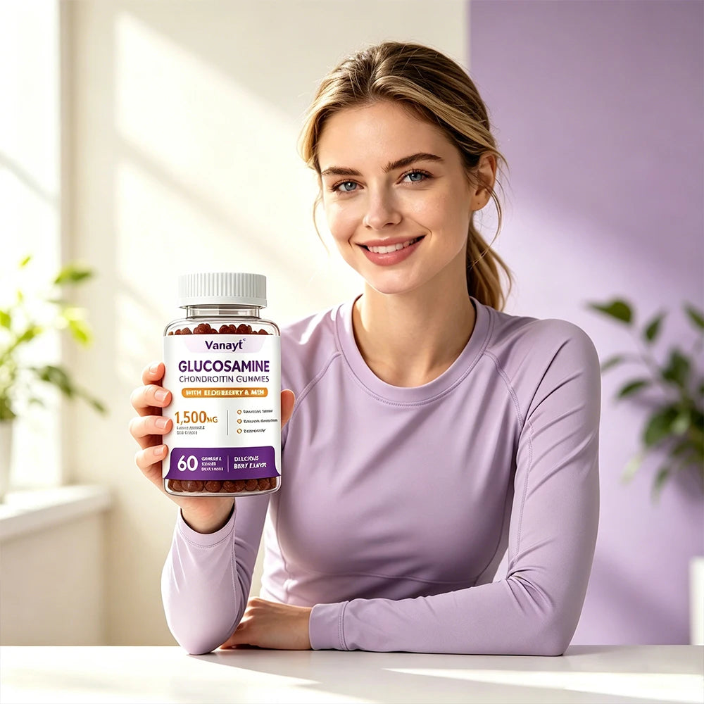 Vanayt Glucosamine Chondroitin Gummies with MSM & Elderberry 1500mg Daily Joint Wellness Support Supplement 60 Chewable Gummies