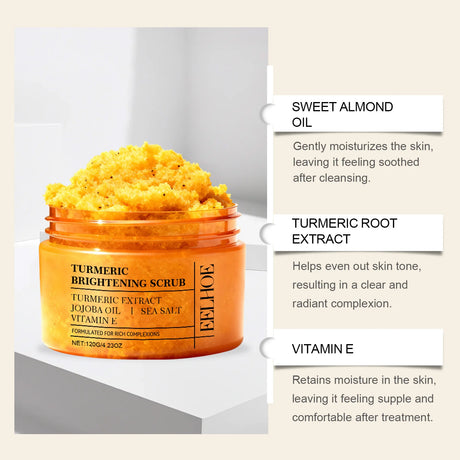 EELHOE Turmeric Scrub Lighten Skin Brightening Products Full Body Cleaning Dead Skin Remover Smooth Sea Salt Exfoliating Scrub