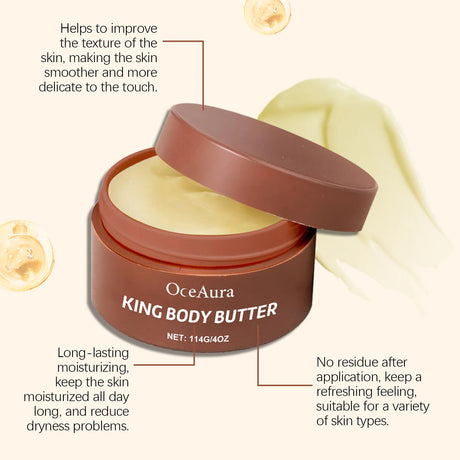 OceAura King Body Butter Body Moisturizer Winter Hydration, Moisturization,  Skincare Relieve Dryness, Softness, 4 oz