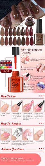 LILYCUTE 6Pcs/set 7ml Coffee Series Gel Nail Polish Kit 125 Colors Manicure Semi Permanent Soak Off UV Nail Art Gel Varnish