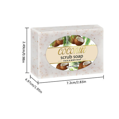 Coconut Scrub Soap Handmade Exfoliating Bath Soap Face & Body Cleanser Long-Lasting Moisturizing Soap Remove Dead Skin