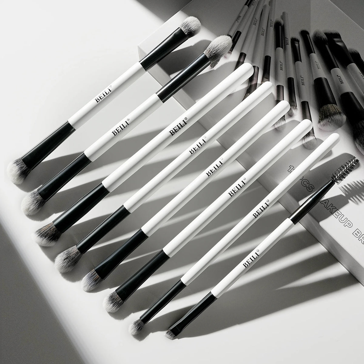 BEILI Dual-ended Makeup Brush Set Professional 12 Pcs Vegan Contour Foundation Powder Eyebrow Bronzer Brushes Cosmetics Kit