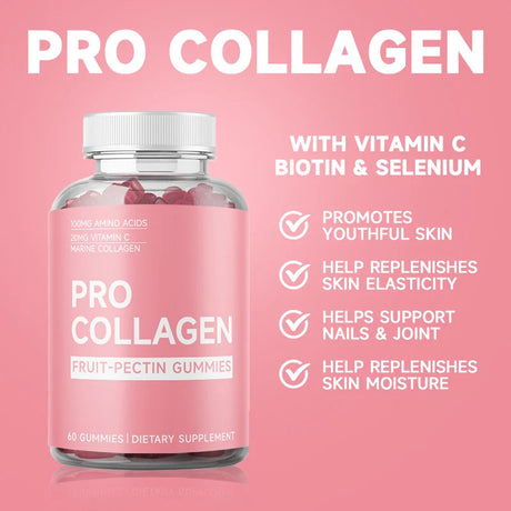 Biotin Gummies - Supports Hair, Skin, Nails & Collagen, Brightens Skin Tone - 60 Gummies