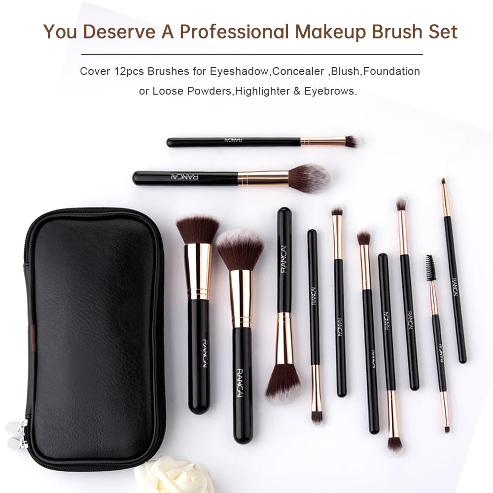 12pcs Makeup Brushes Set Professional High Quality Synthetic Hair Foundation Powder Contour Eyeshadow Make Up Brush