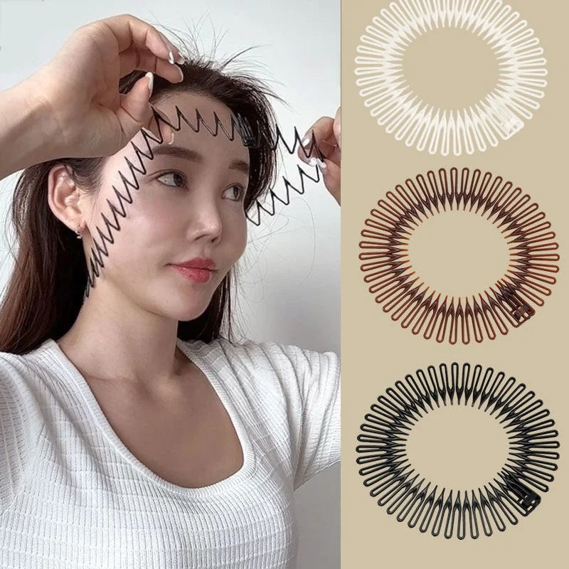 2Pcs Plastic Full Circle Stretch Diamond Flexible Comb Teeth Headband Hair Band Clip Face Wash Fixed Hair Accessories Non-Slip