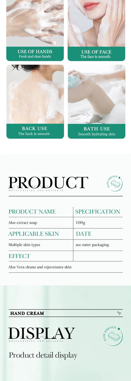 SADOER Aloe Facial Soap Face Wash Foam Facial Cleanser Moisturizing Firming Hydrating Oil Control Body Bathing Handmade Soap
