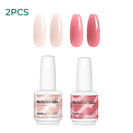 Nailpop 15ml Builder Gel Nail Polish for Nail Apex & Extension Strengthener Upgraded Soak Off UV Gel Rhinestone Glue 4 Colors