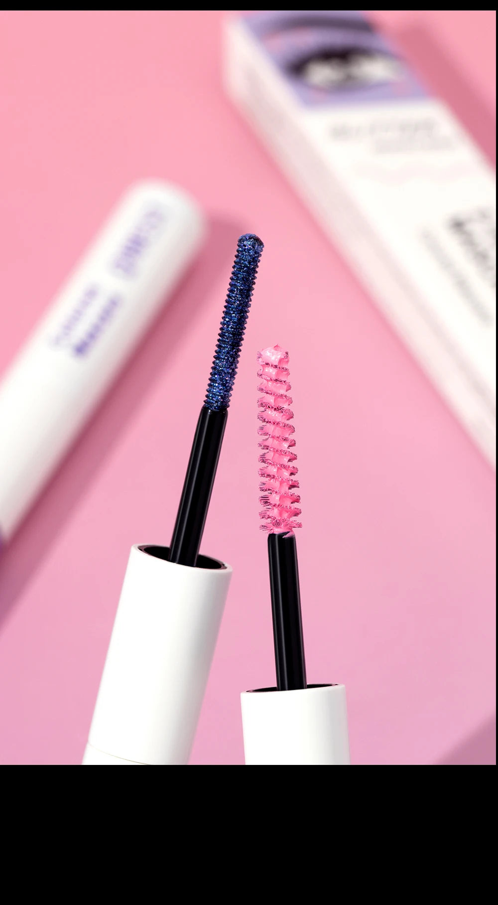 QIBEST Double Headed Diamond Glitter Mascara Long Lasting Colored Mascara Eyelashes Pink Blue Red Voluminous Waterproof Mascara