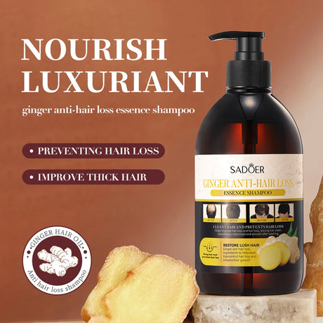 500ml Ginger Anti-Hair Loss Shampoo Long-lasting Fragrances Shampoo Deeply Moisturizing Smooth Set With Comb Gift