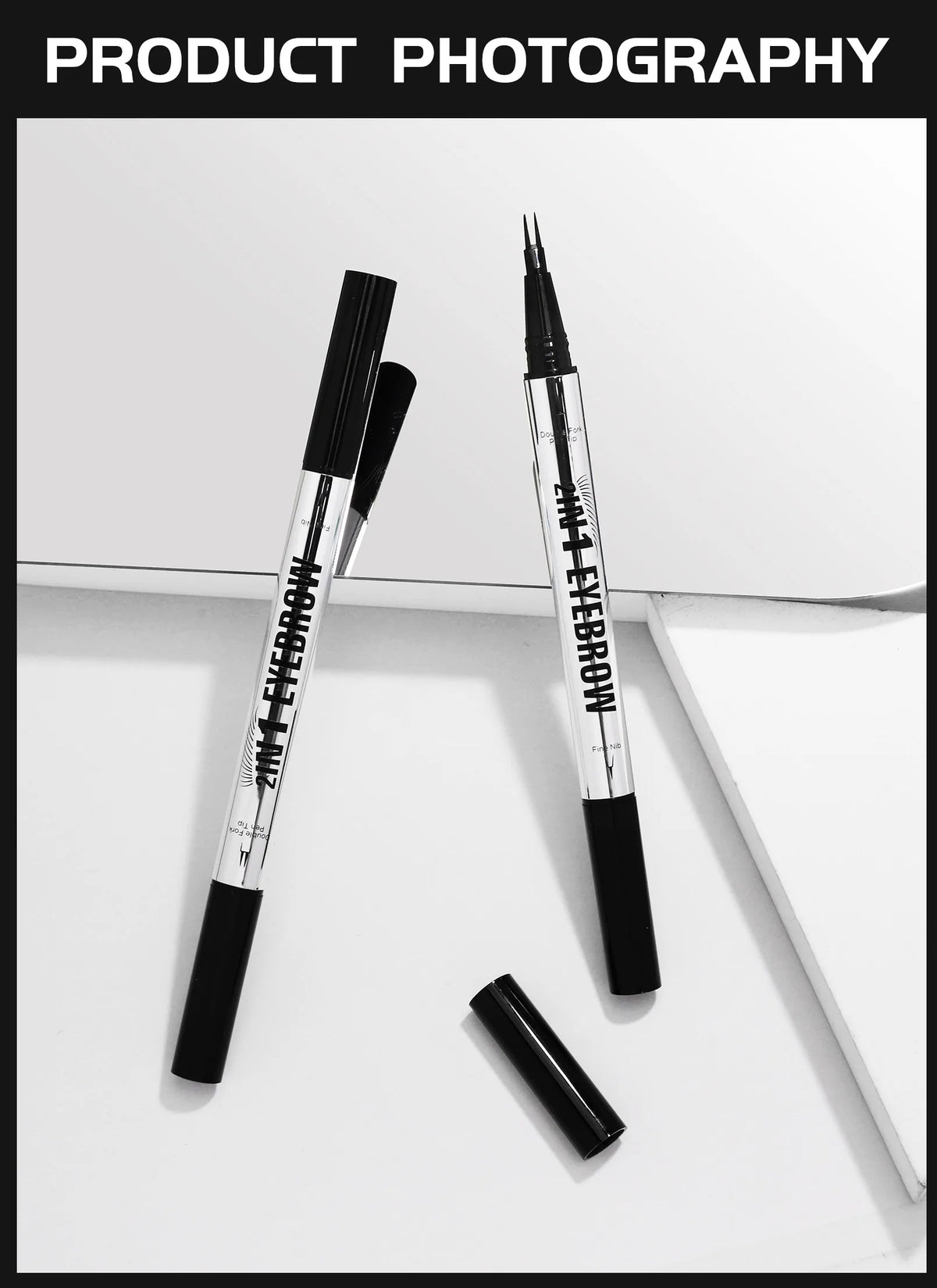 Natural Look Eyebrow Pencil Waterproof Sweat Proof Double Ended 2 in 1 Long Lasting Brow Definition Fill Shape