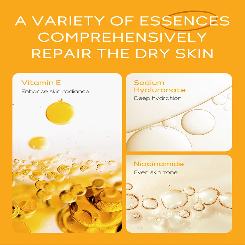 4pcs Vitamin C Skin Care Sets Face Cream Facial Cleanser Essence Spf 50+ VC Sunscreen Moisturizing Refresh Face Care Travel Suit