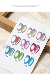 5g/Bottle White Moonlight Nail Cat's Eye Gel Magnetic Satin Gel Polish 9-Colors Soak Off Glitter Phototherapy Manicure Varnish