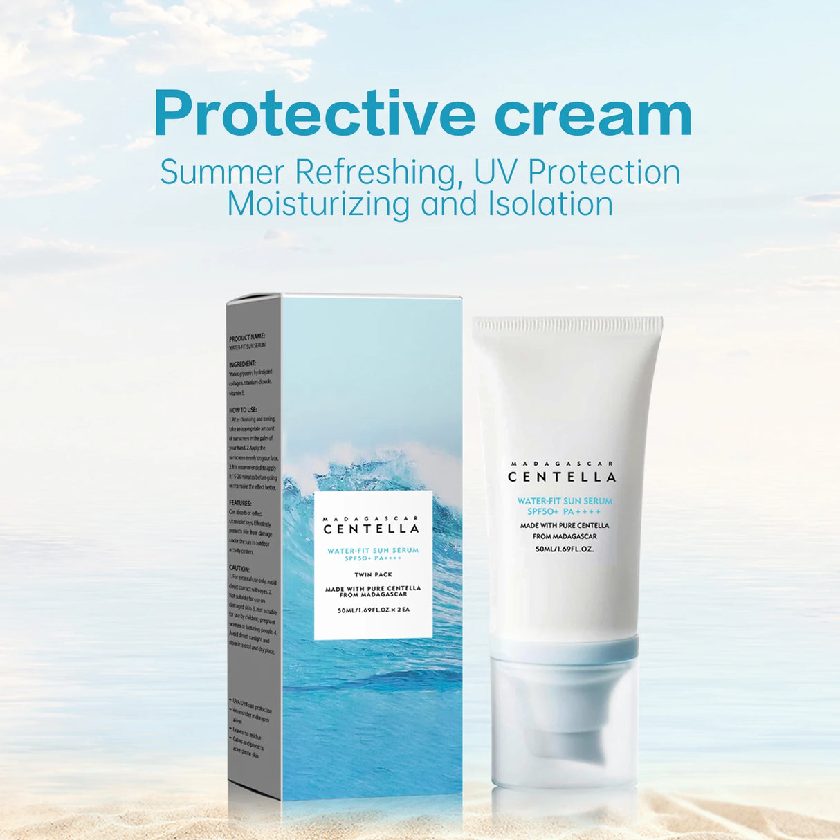 Facial Sunscreen 50+Solar Sunscreen Moisturizing and Moisturizing to Resist UV Radiation and Delay Photoaging