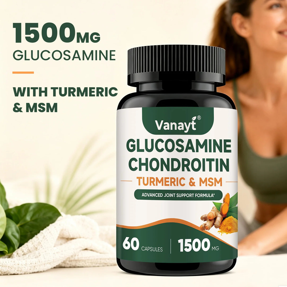 Glucosamine Chondroitin MSM Turmeric Capsules - 3x Strength, Supports Joint Health, Joint Mobility & Comfort for Men and Women