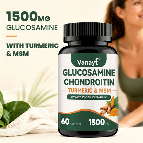 Glucosamine Chondroitin MSM Turmeric Capsules - 3x Strength, Supports Joint Health, Joint Mobility & Comfort for Men and Women
