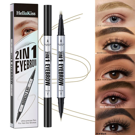Natural Look Eyebrow Pencil Waterproof Sweat Proof Double Ended 2 in 1 Long Lasting Brow Definition Fill Shape