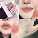 Lip Shadow Liner Pen Matte Lipstick Base Silver Tube Waterproof Lasting Lip Contouring Non-stick Cup Lipliner Pencil With Brush