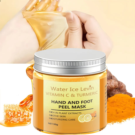 50g Turmeric Vitamin C Hand and Foot Mask, Plant-Based Care, Moisturizing and Nourishing, Apply and Wash Off Immediately, Smooths and Repairs, Lightens Skin, Nourishes, and Freshens Skin in One Step
