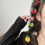 1/3/6pcs Strawberry Cherry Fashionable Ins Hair Accessories Fruit Hair Clips Acetic Acid Hair Clips