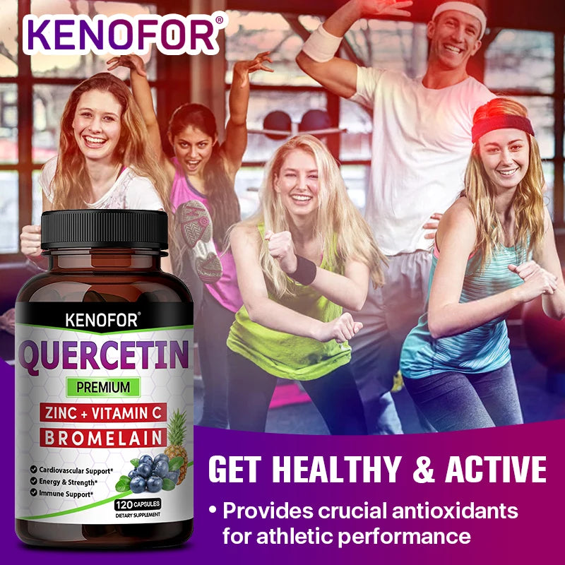 Quercetin Capsules with Bromelain, Vitamin C, Ashwagandha, Antioxidant, Support Immune, Respiratory & Cardiovascular Wellness