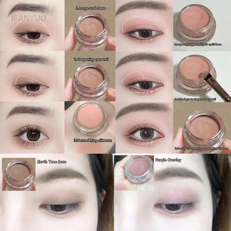 Matte Purple Peach Pink Eyeshadow Cream Blush Face Contour Waterproof Lasting Concealer Nude Brown Eyeshadow Primer Base Makeup