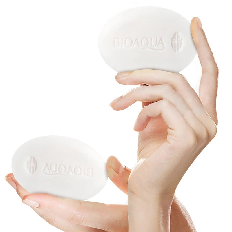 BIOAQUA White Rice Raw Pulp Facial Soap Face Wash Foam Facial Cleanser Moisturizing Whitening Body Bathing Handmade Soap