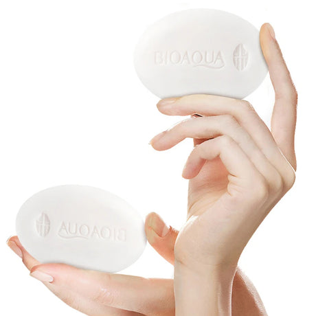 BIOAQUA White Rice Raw Pulp Facial Soap Face Wash Foam Facial Cleanser Moisturizing Whitening Body Bathing Handmade Soap