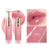 Lip Repair Plumping Lip Gloss, Metal Massage Wand Hydrating Mirror Glass Lip Oil, Waterproof Non-sticky Shiny Lip Tint