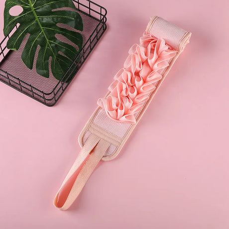 1pc Exfoliating Back Scrubber, Double Sided Exfoliating Cloth With Strap, Long Body Scrub Sponge Shower Loofah With Handle