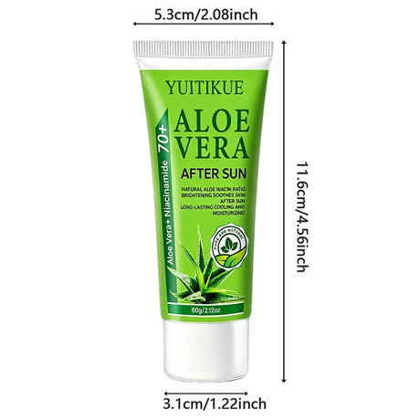 YUITIKUE 70+ Aloe Vera Niacinamide After Sun Gel Cooling Soothing Long Lasting Moisturizer For Face Body Sun Exposed Skin 60g