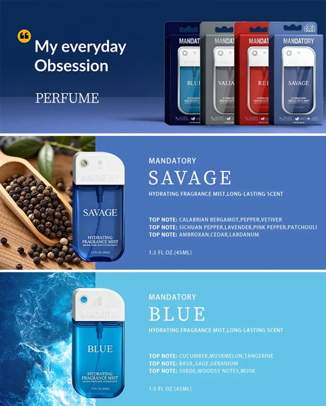 BODY & HAIR FRAGRANGE MIST For Men, 8 Differect Scent Perfume Spray, Long-Lasting Fragrance, Perfect For Dates, Parties & Gift,