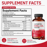 Antarctic Krill Oil 2000mg with Omega-3 EPA DHA, Astaxanthin & Phospholipids, Premium Daily Wellness, 120 Softgels Supplement