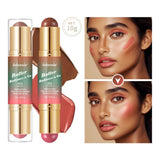 Butter Glow & Go Multiuse Stick Double-Headed Bronzer Blush Stick for Cheeks Contours Light Glossy Bronze&Pink Blusher Cosmetics