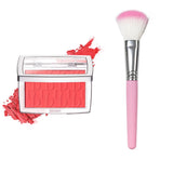 2pcs Matte Embossed Blush & Brush Long Lasting High Pigmented Multi-Purpose Blush Palette Pink Natural Color Rendering Cosmetics