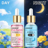 HISENRAIN Premium Pink & Blue Copper Peptide Serum - Anti-Aging, Skin Repair & Hydrating Facial Essence for Youthful Glow.
