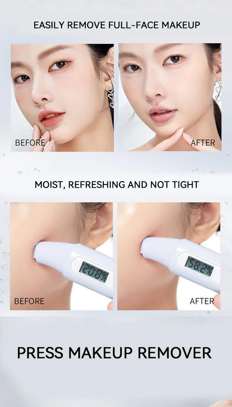 GECOMO Hyaluronic acid makeup remover-3-in-1 Eye, Lip, and Face Cleanser，Gentle, Suitable for Sensitive Skin, Pump Bottle