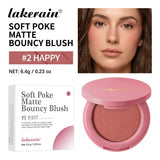 Lakerain Soft Poke Matte Blush Fresh Silky-smooth Skin Finish Long Lasting Luminosity Moisturizing Natural Matte Bouncy Blusher