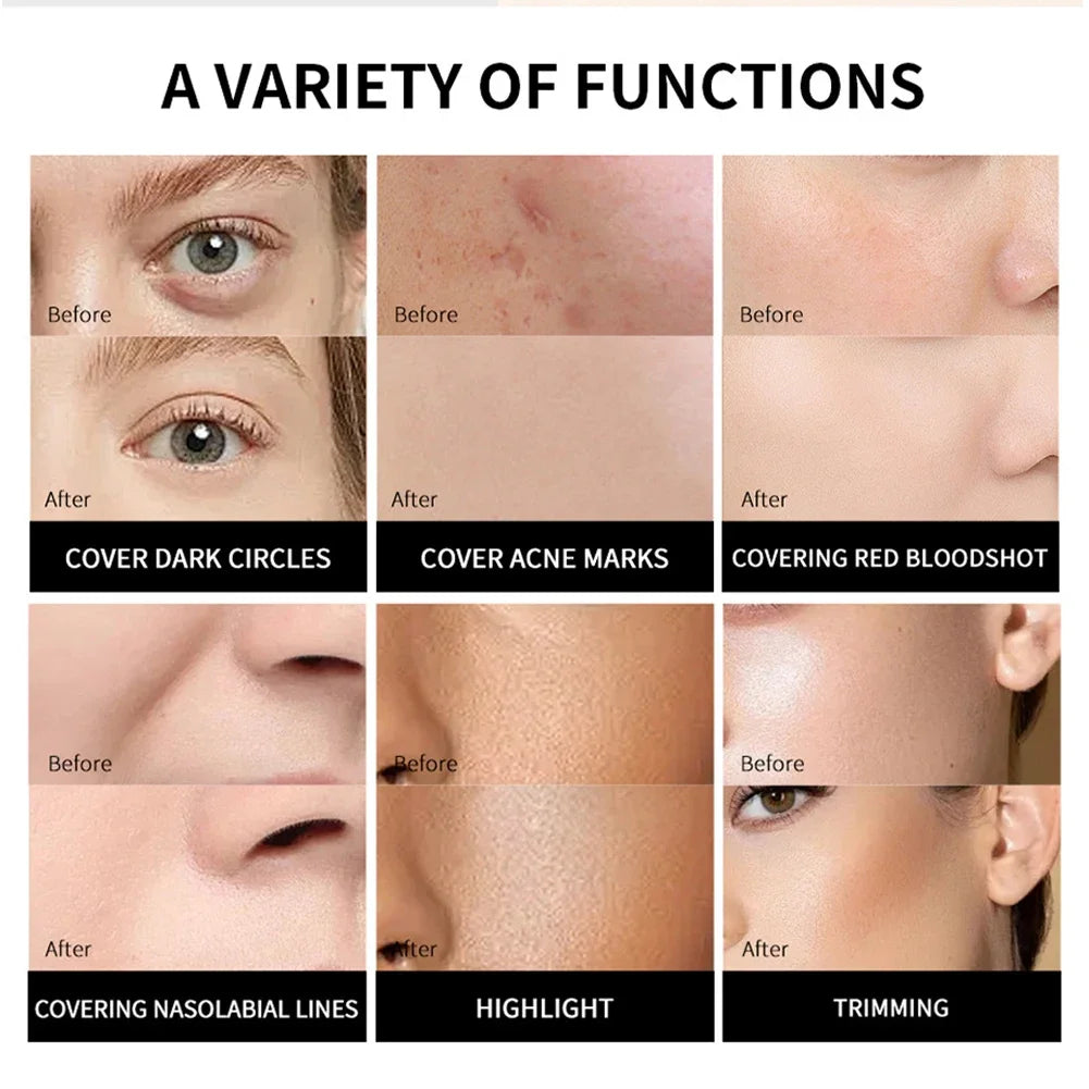 Dark Circles Acne Marks Cover Matte Face Concealer Brighten Skin Tone Repair Makeup Cosmetic for Women Daily