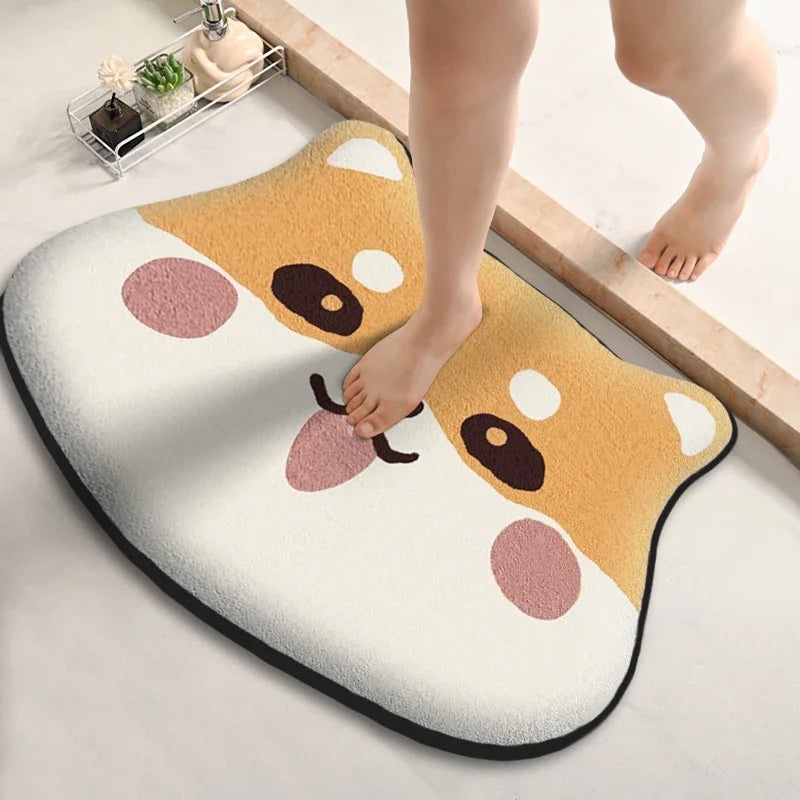 Thickened Special-shaped Absorbent Bathroom Floor Mat Flannel Toilet Mat Shower Room Non-slip and Dirt-resistant Foot Mat