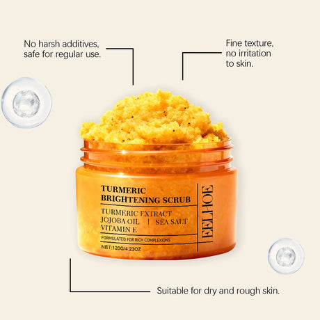 EELHOE Turmeric Scrub Lighten Skin Brightening Products Full Body Cleaning Dead Skin Remover Smooth Sea Salt Exfoliating Scrub