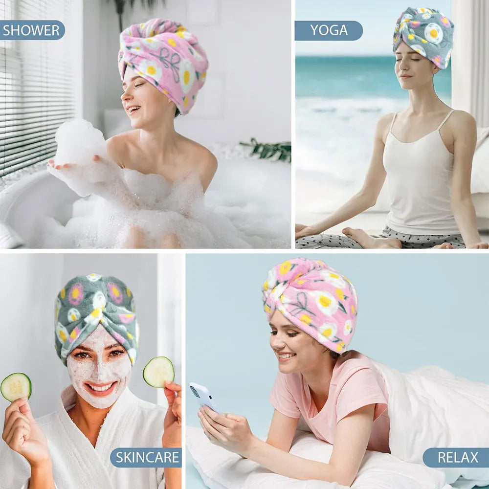 1 Piece of Flower Patterned Dry Hair Towel, Soft and Absorbent, Cute and Charming Dry Hair Cap, Easy to Wear and Not Easy to Fal