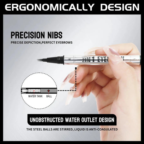 Natural Look Eyebrow Pencil Waterproof Sweat Proof Double Ended 2 in 1 Long Lasting Brow Definition Fill Shape