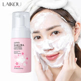 LAlKOU Japan Sakura Cleansing Mousse Facial Cleanser  Shrink Pores Deep Clean Oil Control Moisturizing Skin Care 100ml