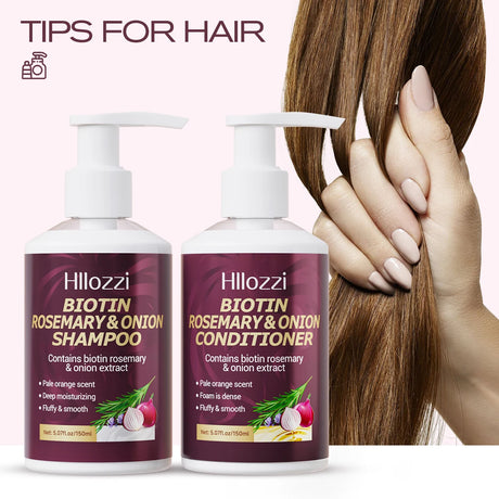 Biotin Rosemary & Onion Hair Care Set – Shampoo + Conditioner, Strengthen & Nourish, 2pcs/Set
