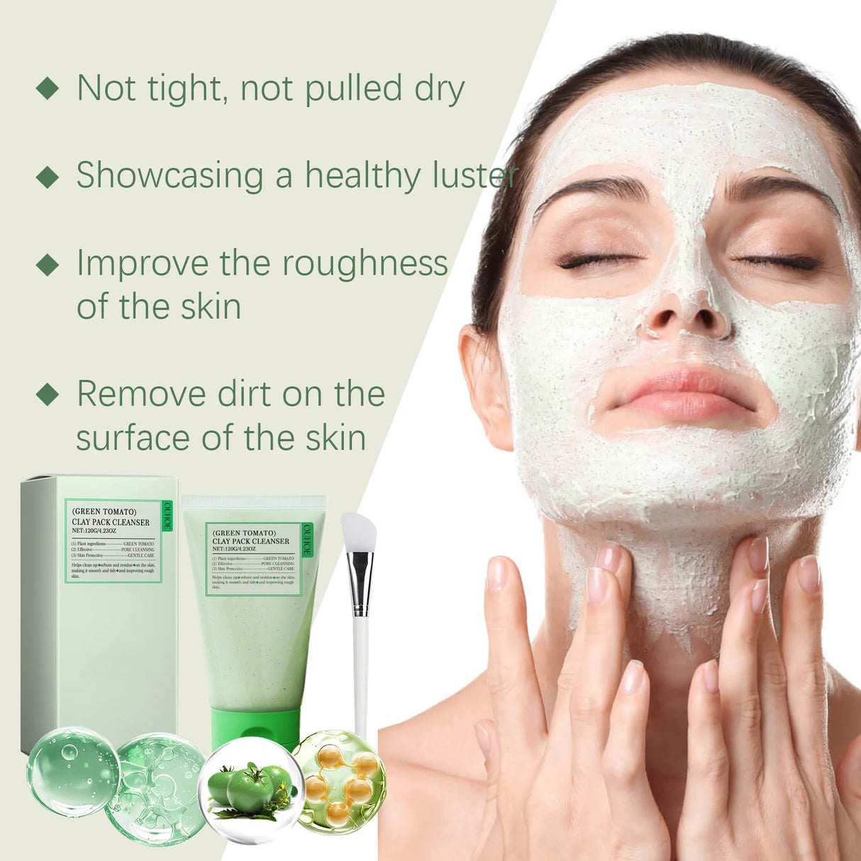 Green Tomato Mud Mask Cleansing Blackhead Pore Improve Rough Oil Control Moisturize Brighten No Irritation Facial Clay Cleanser