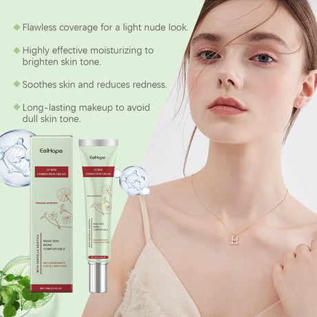 Centella Asiatica CC Cream Full Coverage Oil Control Brighten Skin Tone Long Lasting Cover Pores Moisturizing BB Cream Makeup