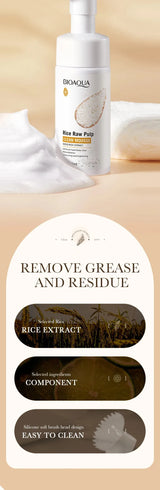 120ml Bioaoua Rice Puree Foaming Cleanser Cleansing Mousse Soothing Cleanser, Cleansing Foam with Brush Head