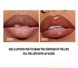 Black Brown Tapered Lip Liner Contour Pencil Double Head Mirror Plumping Lip Glaze Crystal Lip Gloss Sexy Red Lips Tint Makeup
